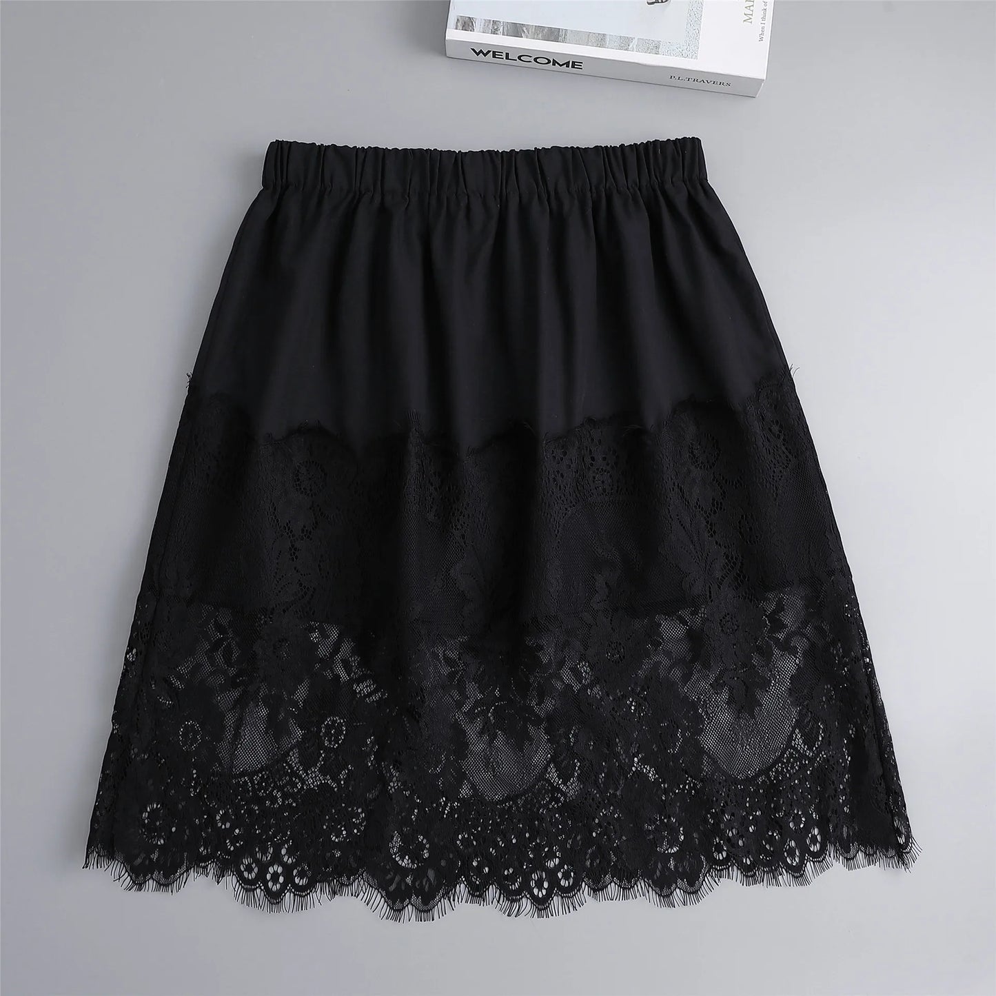 Women Lace Floral False Hem Layering Fake Top Lower Skirt Half Shirt Blouse Skirt Extenders Skirt Fake Hem