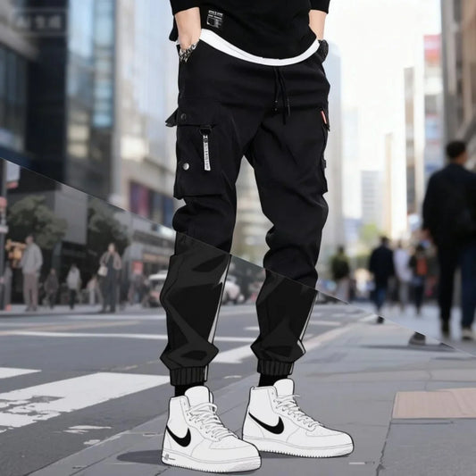 Classic Running Streetwear Casual Men's Satin Belt Harem Jogging Pants Men's Slim Fit Spring Work Pants Multi Pocket Men's Pants