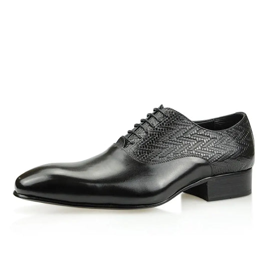High Grade Black Leather Shoe Formal Office Oxfords Elegant Wedding Position Braid Leather Business Lace Up Men Shoes Handmade