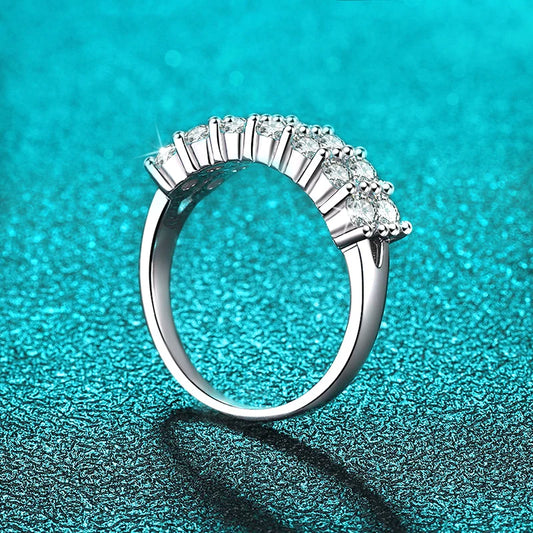 1.4CT 0.7CT 3mm Moissanite Ring for Women Half Enternity Diamond Band S925 Sterling Silver Plated White Gold Ring GRA