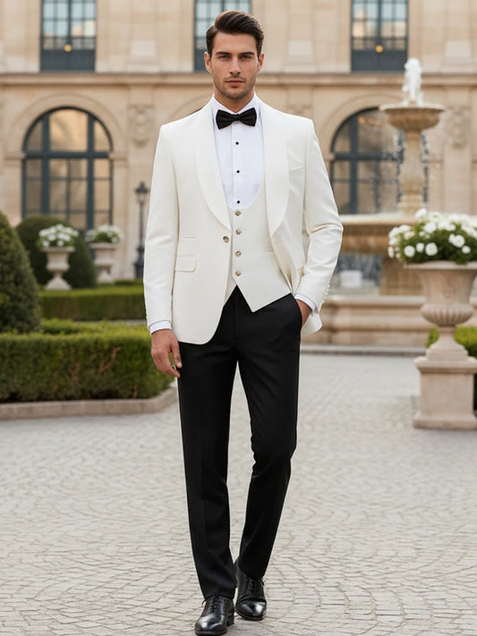 High Quality white elegant evening gown Tuxedo Prom man Suit Party Dress Slim fit casual suit wedding three-piece