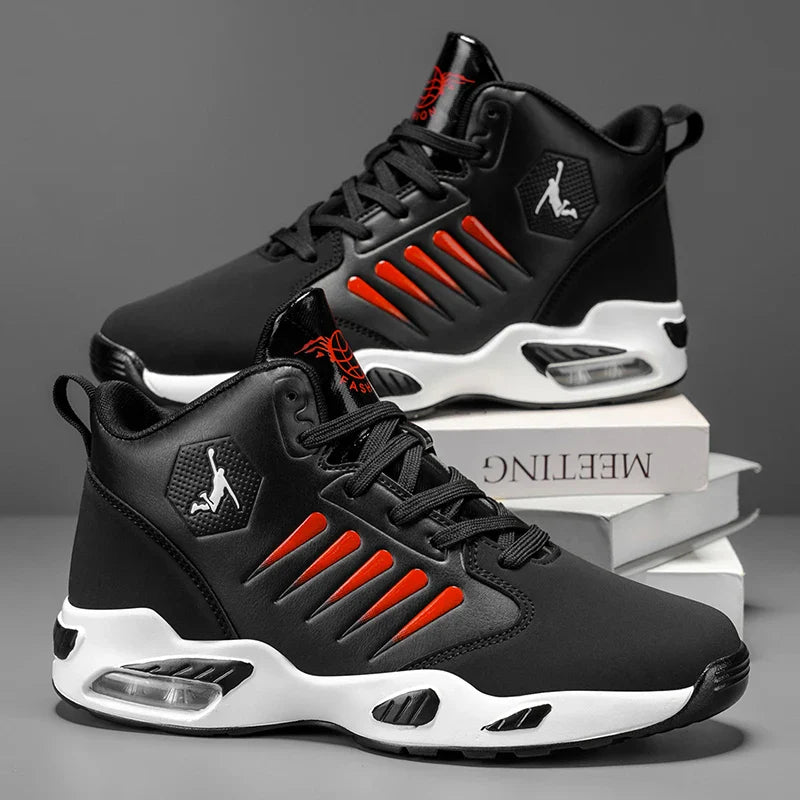 Men's High-Top Basketball Shoes Feature a Breathable Mesh Design for Maximum Comfort Outdoor Shock-Absorbing Running Shoes, High-Rebound Cushioning Technology, Make Running Smoother and More Comfortable, Enhance Support, Styl