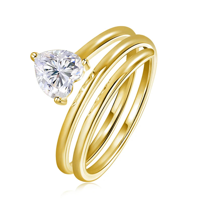 1ct Heart Cut Moissanite Wedding Rings for Women Spiral Eternity Band Matching Ring s925 Sterling Silver Teen Gifts