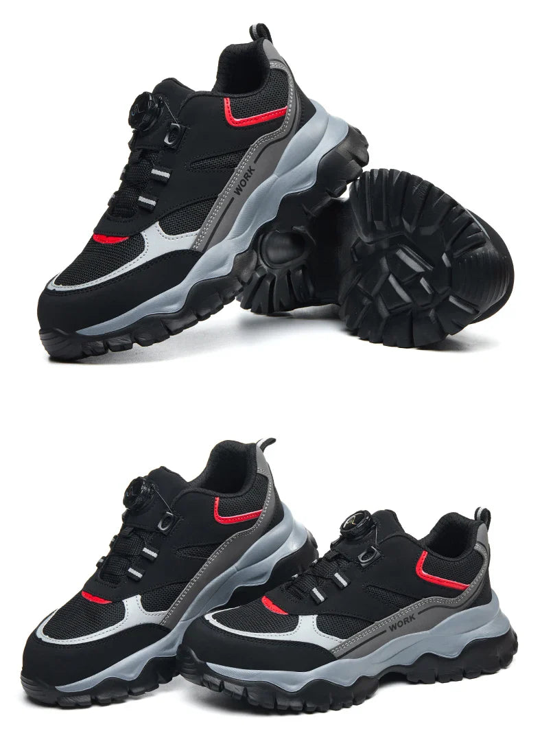 Men's Work Safety Boots Steel Toe Shoes Indestructible Shoes Puncture-Proof Work Boots Kevlar fabric Rotating Button Shoes