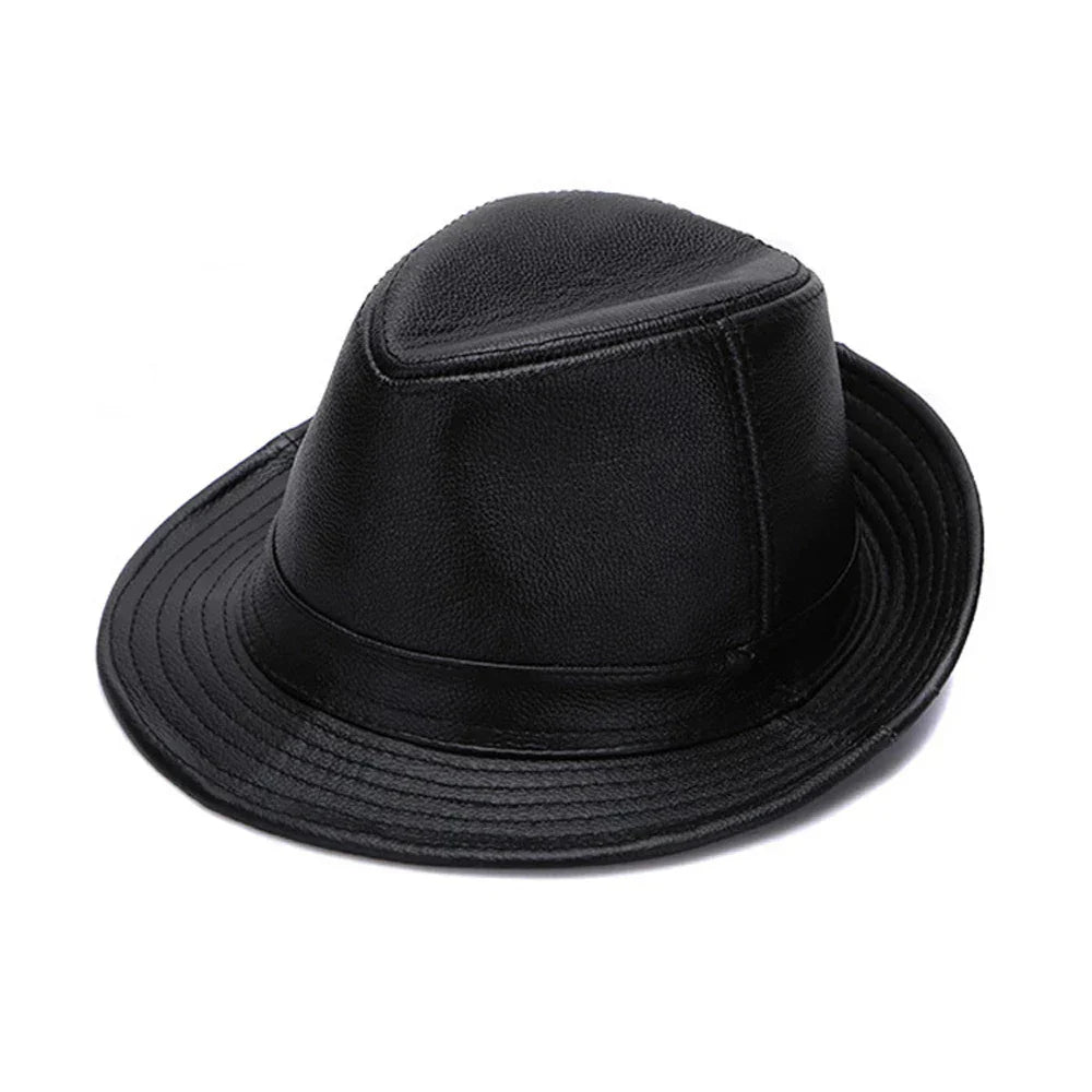 2026 Autumn Men Real Genuine Cowhide Leather Top Hats Men Fashion Caps Winter Warm New Cowboy 100% Real Cowhide Leather Hats