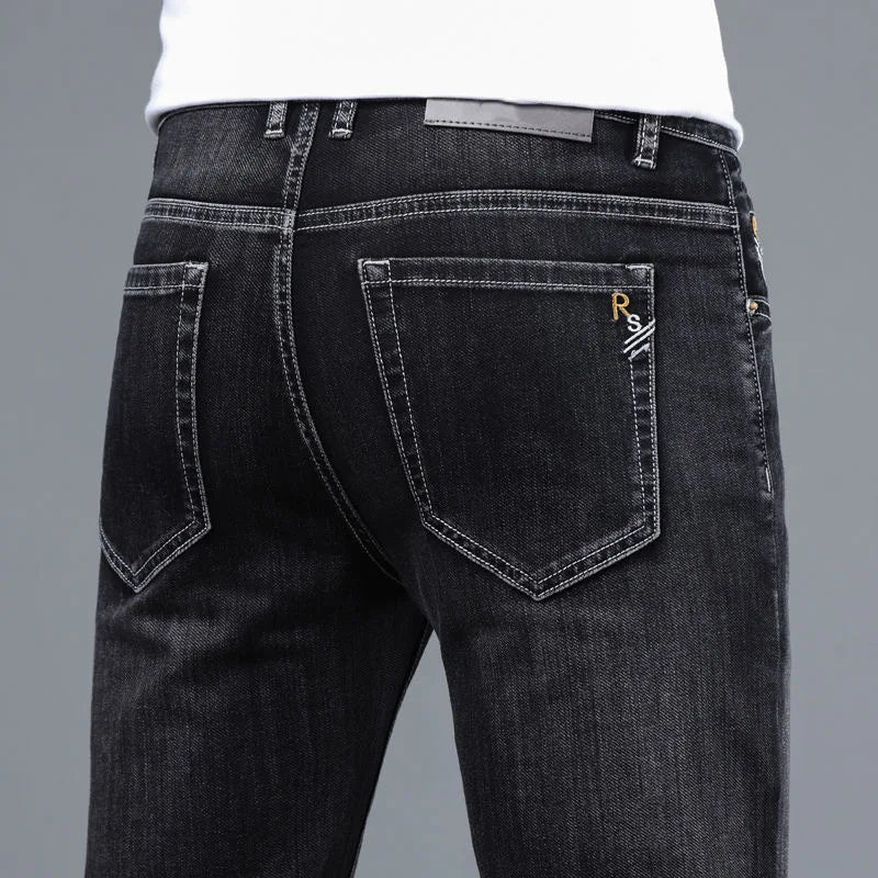 2023 Spring and Autumn New Classic Fashion Solid Color Elastic Small Legs Men's Casual Slim Comfortable Breathable Jeans 28-36