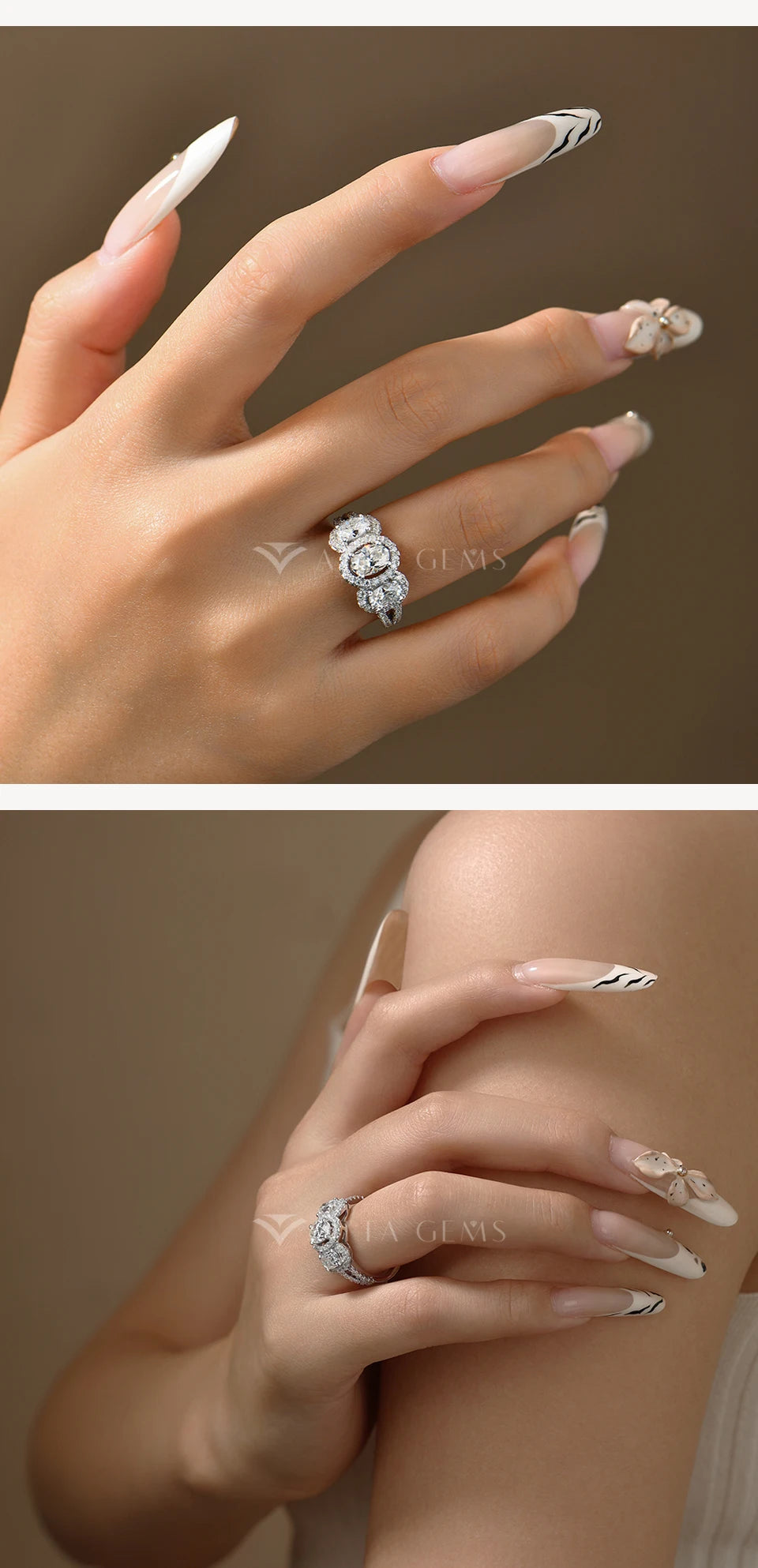 S925 Silver Lab Moissanite Rings for Women Sparkling 3pc Diamond 18k Gold Plated Ring Luxury Romantic Engagement Jewelry