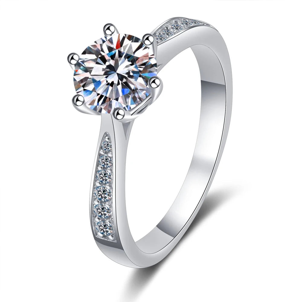 D VVS1 Moissanite Rings for Woman Engagement Wedding Jewely with GRA 925 Sterling Sliver Plated White Gold Diamond Ring