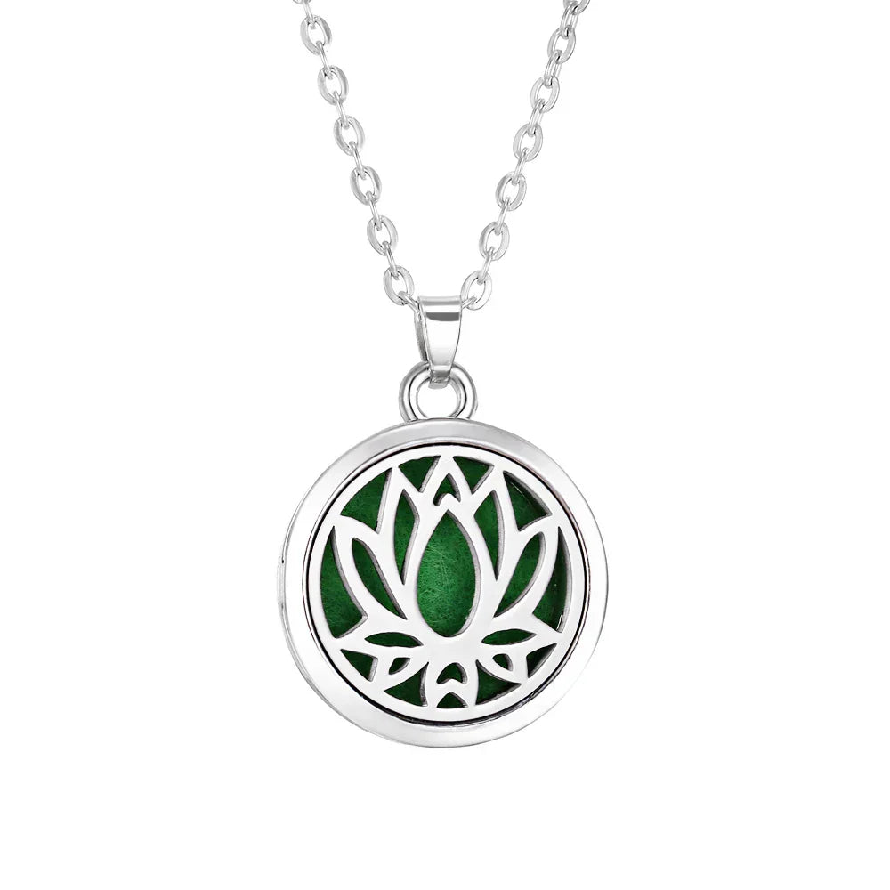 Tree of Life Aromatherapy Necklace Perfume Essential Oil Diffuser Alloy Stainless Steel Locket Pendant Aroma Diffuser Necklace