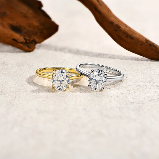AU750 2.0CT Moissanite Ring Oval Cut Lab Diamond Solid 10K 14K 18K Gold For Women Engagement Bride Wedding Fine Jewelry