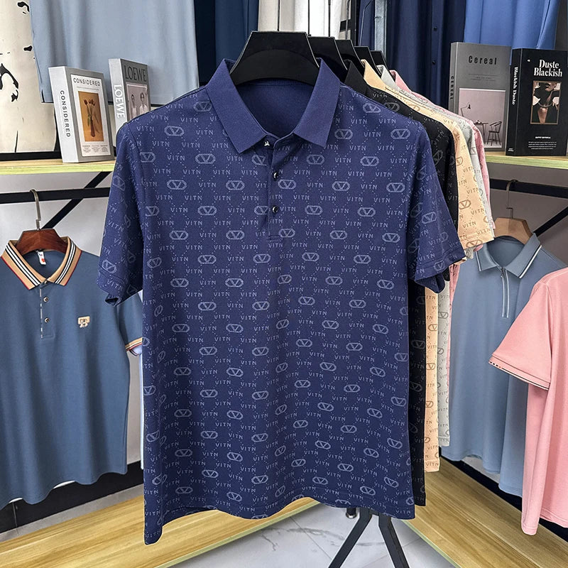 Fashion brand men's short sleeve polo shirt summer new item original printing custom design youth comfortable top casual T-shirt
