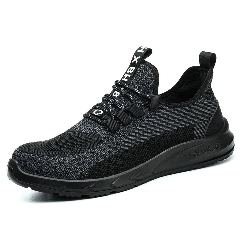 Work Safety Shoes Men Lightweight Indestructible Work Sneakers Security Steel Toe Shoes Safety Protective Boots Black Size36-46