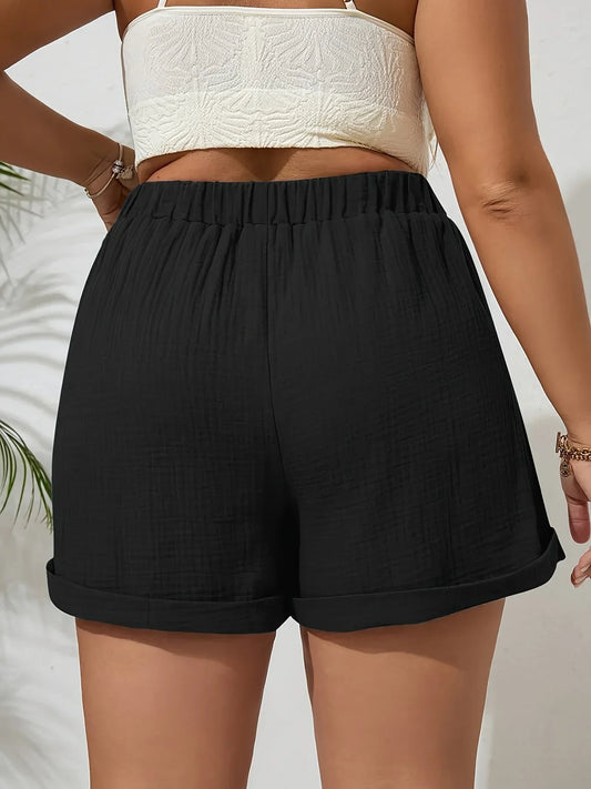 Plus Size High Waist Casual Shorts for Women Comfortable Lightweight with Elastic Waistband and Drawstring