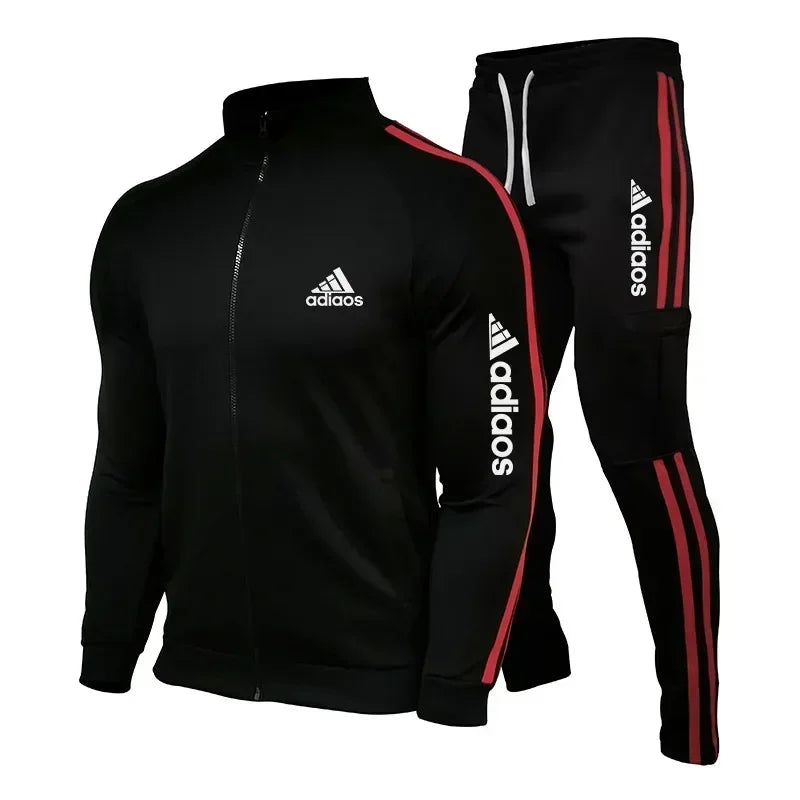 2025 New Men's Zipper Tracksuit Set Sweatshirt and Sweatpants Sports Suit Running Fitness Clothing