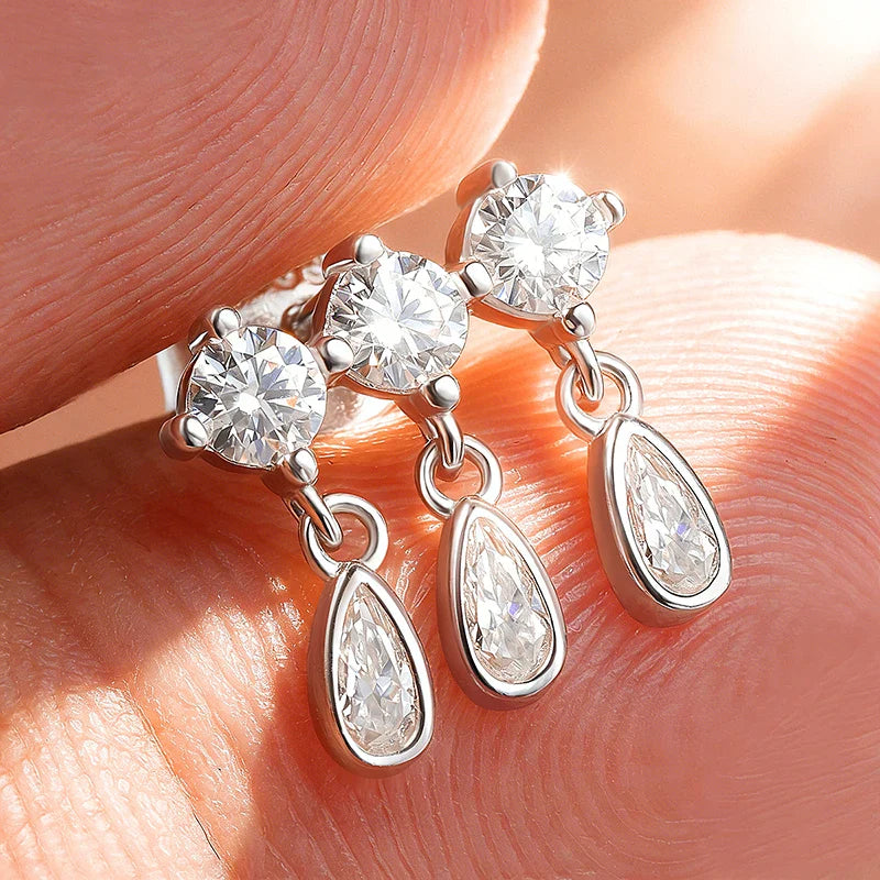 Pear Cut Full Moissanite Drop Earrings for Women Sparkling Luxury Quality Jewelry Wedding Party S925 Sterling Silver