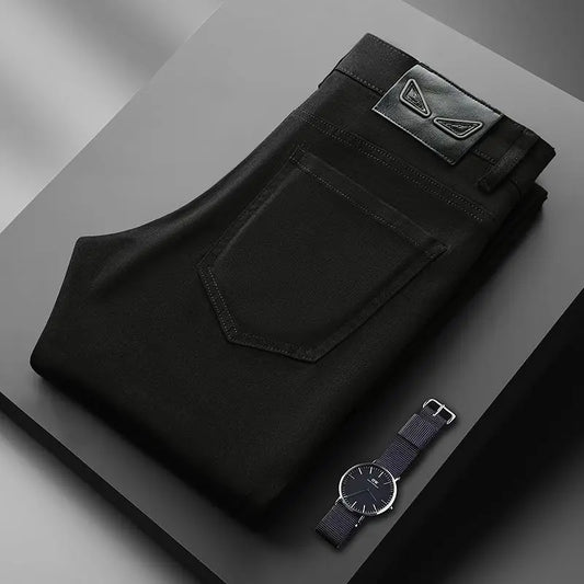 American Brand Men's Autumn Winter Straight-leg Slim Jeans High-quality Light Luxury Casual Versatile Fashion Korean Style Jeans