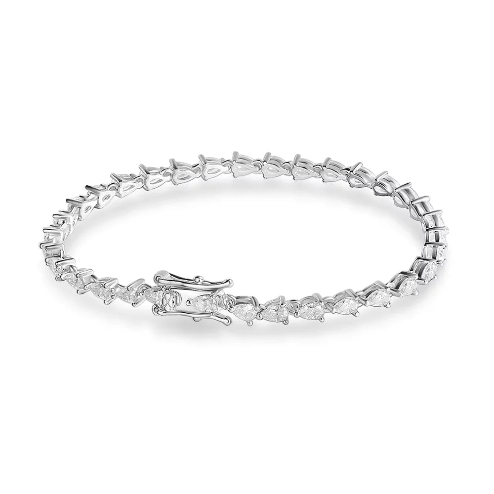 D VVS1 Pear Cut Moissanite Tennis Bracelet Diamond GRA s925 Sterling Silver 18k Dainty Tennis Bracelets for Women Man