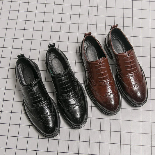 Classic Wedding Leather Shoes For Men Brogues High Quality Men's Dress Business Shoes Office Party Social Formal Shoes Male