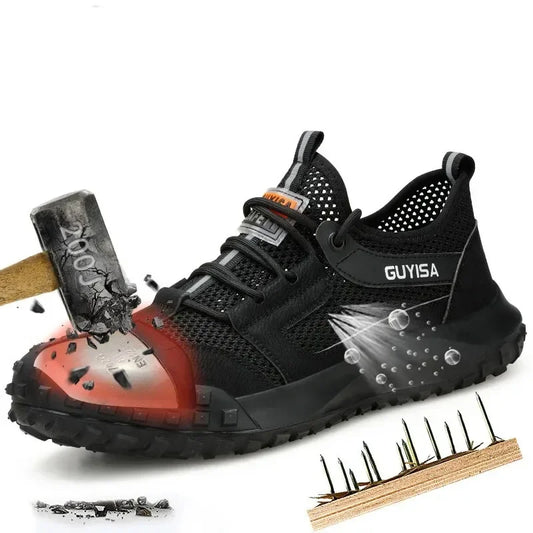 Mens Fashion Breathable Steel Toe Cap Working Shoes Summer Worker Safety Sneakers Brand Designer Security Boots Protect Footwear