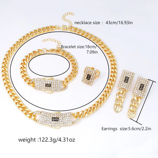 Monaco Chain 18K Gold Plated Cuban Chain Jewelry Set High Quality Necklace Bracelet 2025 New For Bridal Wedding Gift