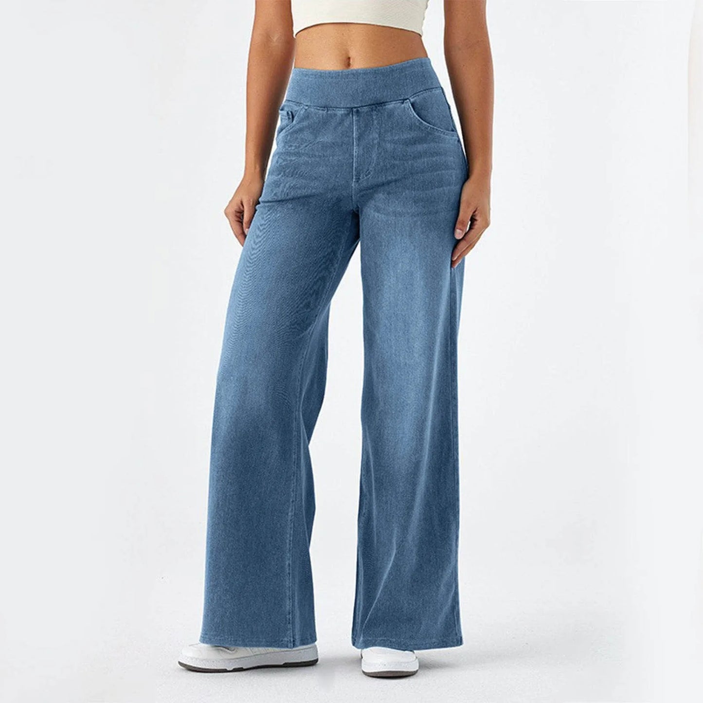 Fashion Baggy Jeans For Women Bleached Vintage High Waist Pants