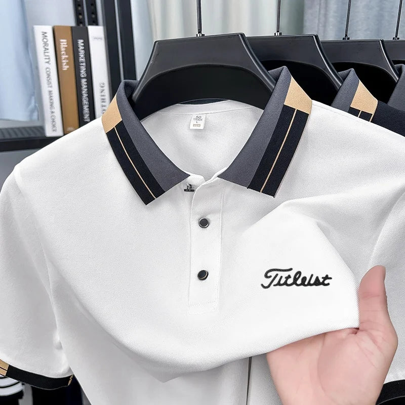 Brand Design Men's Lapel Short Sleeve Polo Shirt Summer New Arrival Letter Print T-Shirt Casual Business Fashion Men's Clothing