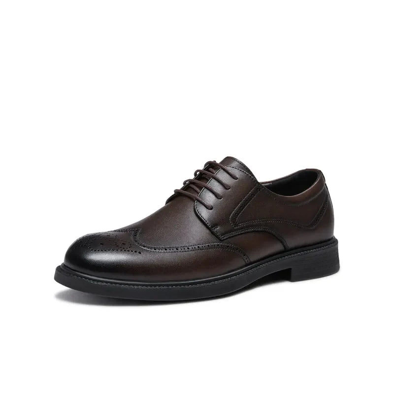 Golden Camel Men's Derby Shoes 2026 Business Casual Soft Sole Leather Shoes Brand Design Soft Soles Non-slip Velvet Warm Loafers