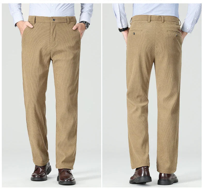 Men's Corduroy Pants Classic Casual Pants Straight Leg Regular Fit Streetwear Commuting with 5 Pockets