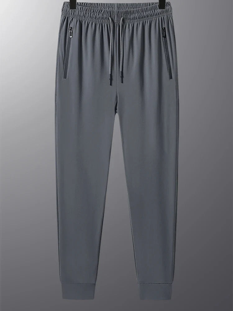 Summer Ice Silk Men Quick Drying Breathable Casual Pants Comfortable Loose Large Size High Elastic Outdoor Running Sports Pants