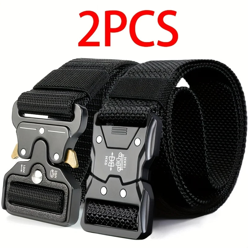 2-piece set of new men's waist belt, quick release buckle casual belt, suitable for cycling, climbing, fishing, golf and other s