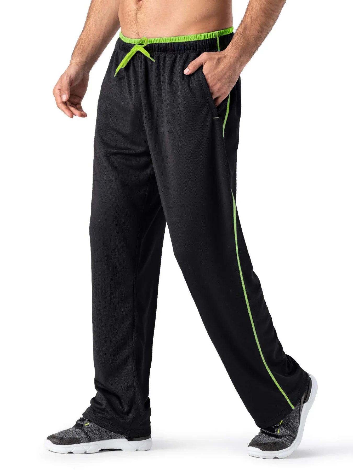 Men's Quick Dry Lightweight Elastic Outdoor Hiking Jogging Running Pants Straight Fitness Gym Exercise Yoga Sweatpants