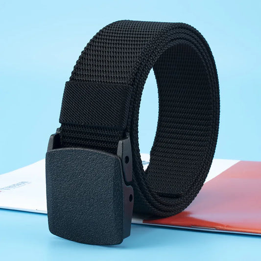 Newest 8 Colors Men Belts Military Nylon Adjustable Belt Outdoor Travel Tactical Waist Belt with Plastic Buckle for Pants 120cm