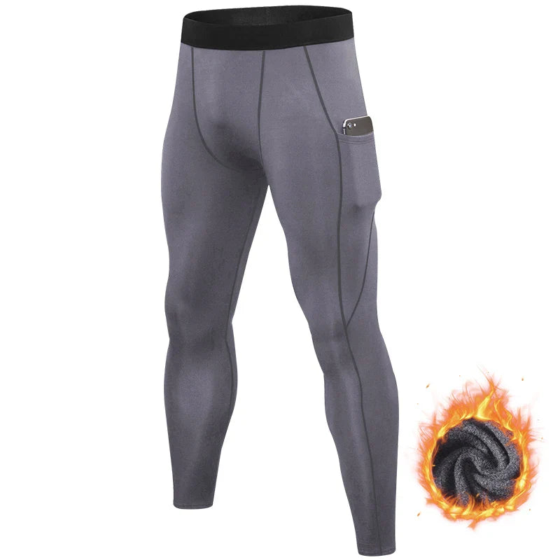 Men's Autumn and Winter Warm Running Tight Leggings Sports Gym Fitness Jogging Pants Fast Dry Running Compression leggings