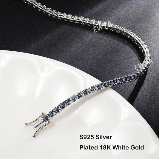 Luxury 3/4/5MM Full Blue Green Moissanite Tennis Bracelet for Men Women S925 Red Pass Diamond Test Bracelets Wholesale Gift