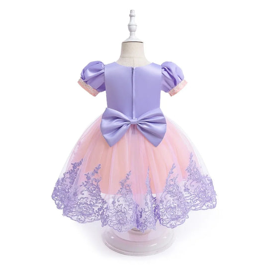 Fashion Girls Rapunzel Dress Up Dresses for Party and Wedding Mesh Lace Girls Dresses Summer Children Girls Party Dresses ASQ03