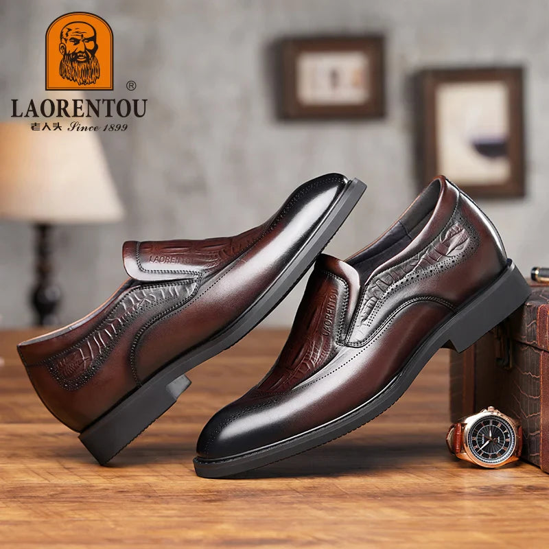 Sapatos Masculinos Sociais Estilo Crocodilo – Calçados de Couro Sintético para Escritório e Eventos