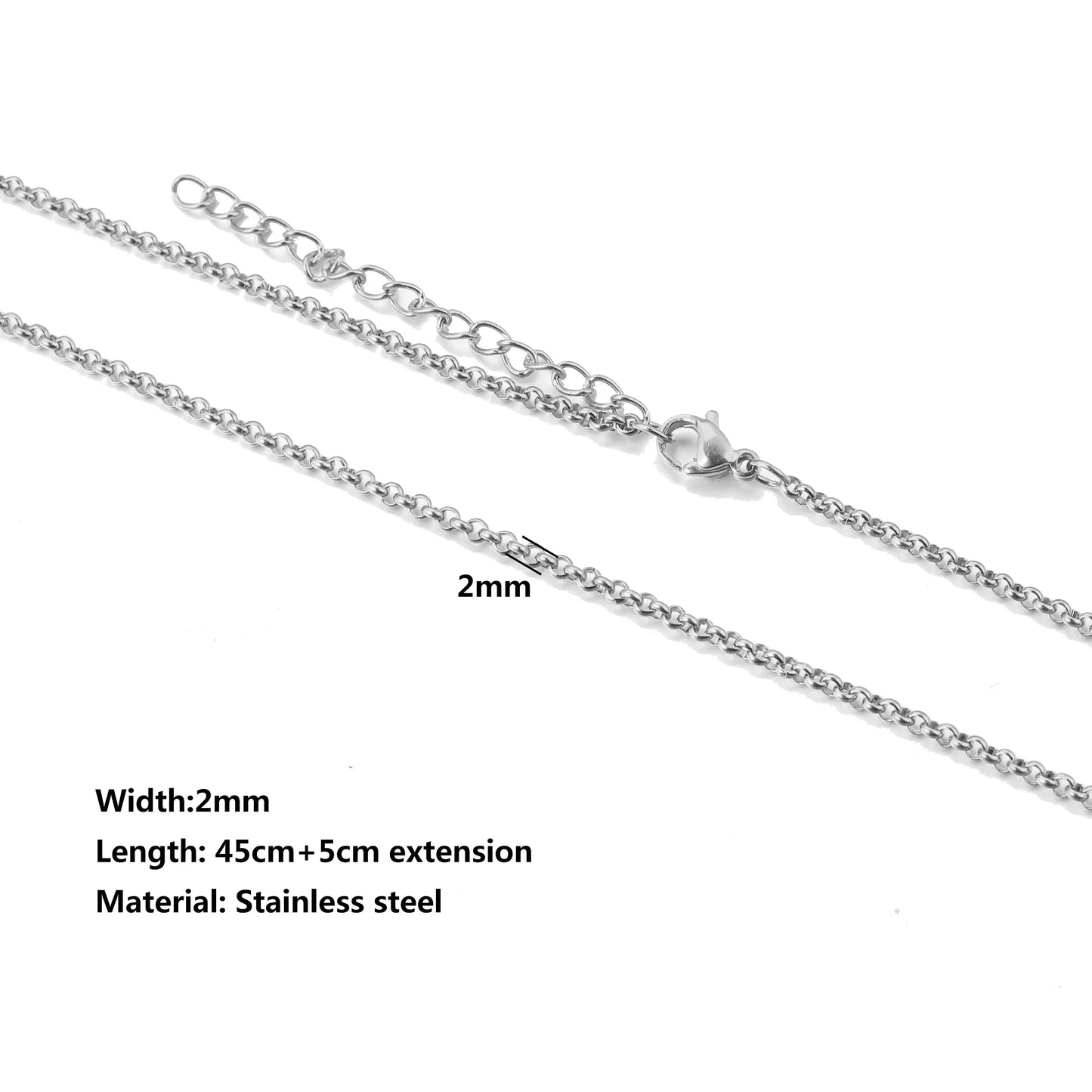 5pcs Stainless Steel Bead Chain Cuba Cross O Ripple Chain Necklace Plated Gold 45CM Adjustable Chain Lobster Clasp DIY Necklace