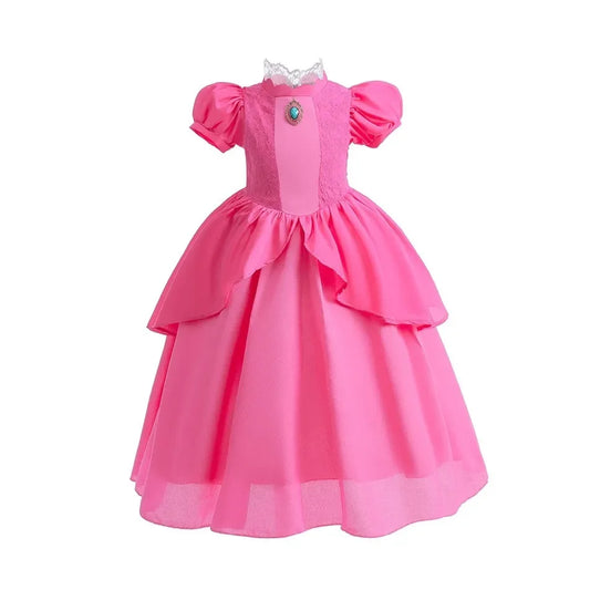 2025 Odyssey Plumber Bros Video Game Role Playing Girl Peach Princess Dress Movie Luigi with Peach Adventure Cosplay Party Dress