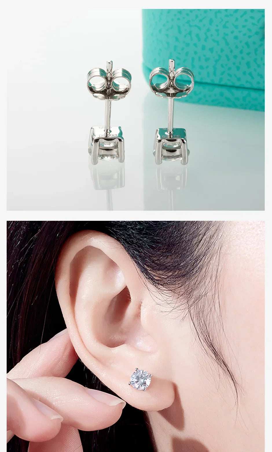 4mm D Color Moissanite Diamond Classic 925 Sterling Silver Stud Earring For Woman Fine Jewelry Wholesale
