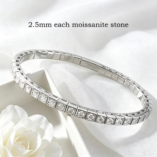Certified D Color 2.5mm Moissanite Bangles for Women Full Diamond Men Hip Hop Tennis Bracelet 925 Sterling Silver Jewelry