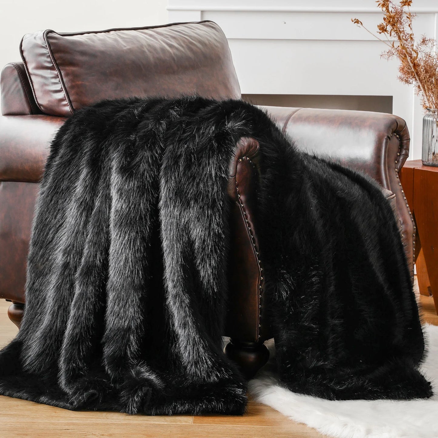 Fluffy Soft Blankets Luxury Fur blanket for Bed Sofa Mink Faux Fur Throw and Blankets Large Warm Blanket for Home Decor