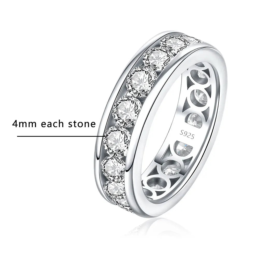 3mm 4mm Moissanite Rings for Women Man D VVS1 Round Brilliant Cut Diamond s925 Sterling Silver Moissanite Eternity Band