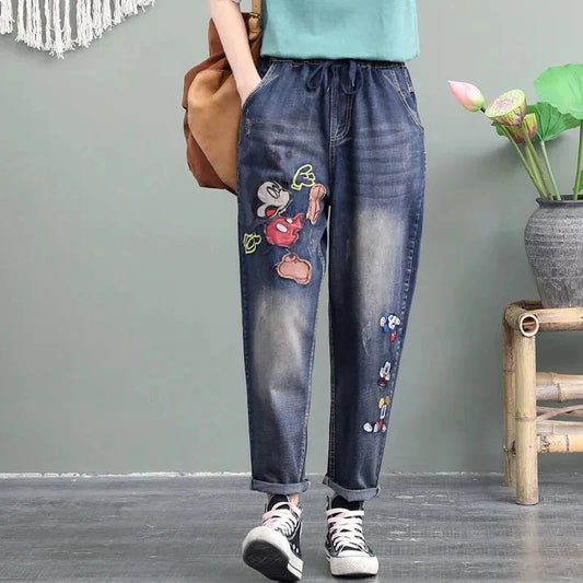 Y2k Embroidery Ankle-Length Baggy Jeans