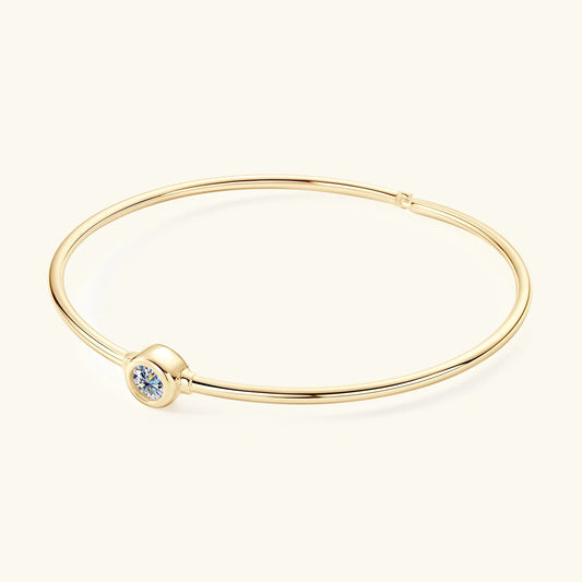 0.5CT Moissanite Bangle Bracelet 18K Gold Plated 925 Sterling Silver Classic Bangle Bezel Set Diamond Bracelet for Women Gifts