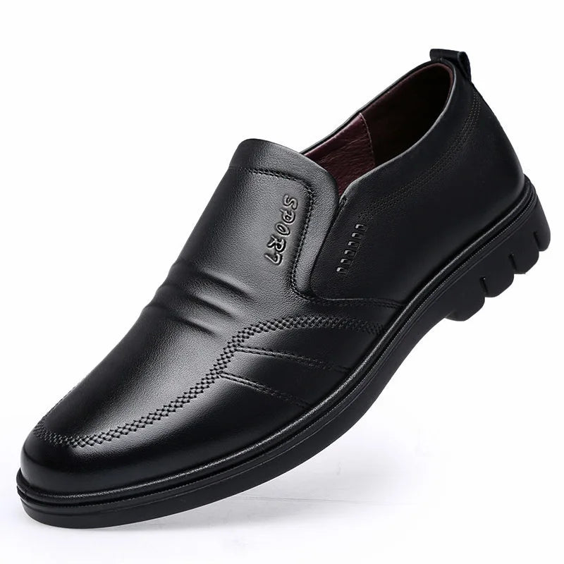 Men's CLassic Leather Shoes New Soft Sole Business Casual Loafers Black Offic Worlking Shoes Low-top Slip on Formal Men's Shoes