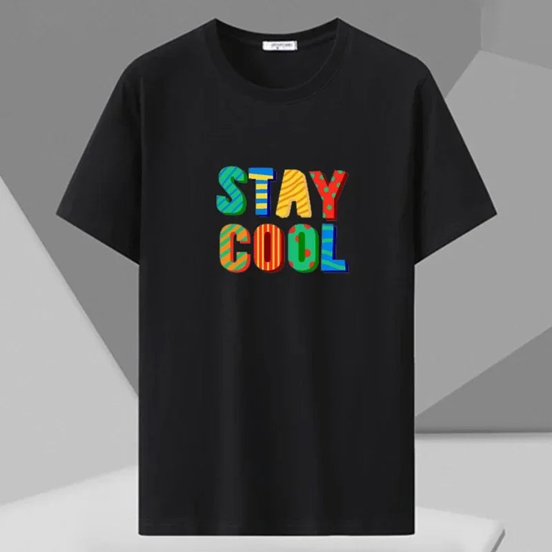 Men's Printed T-shirt Plus Size Black Tops 110-180kg 5XL 6XL 7XL 100% Cotton Loose Oversized Tees Big Size Men Clothing 티셔츠