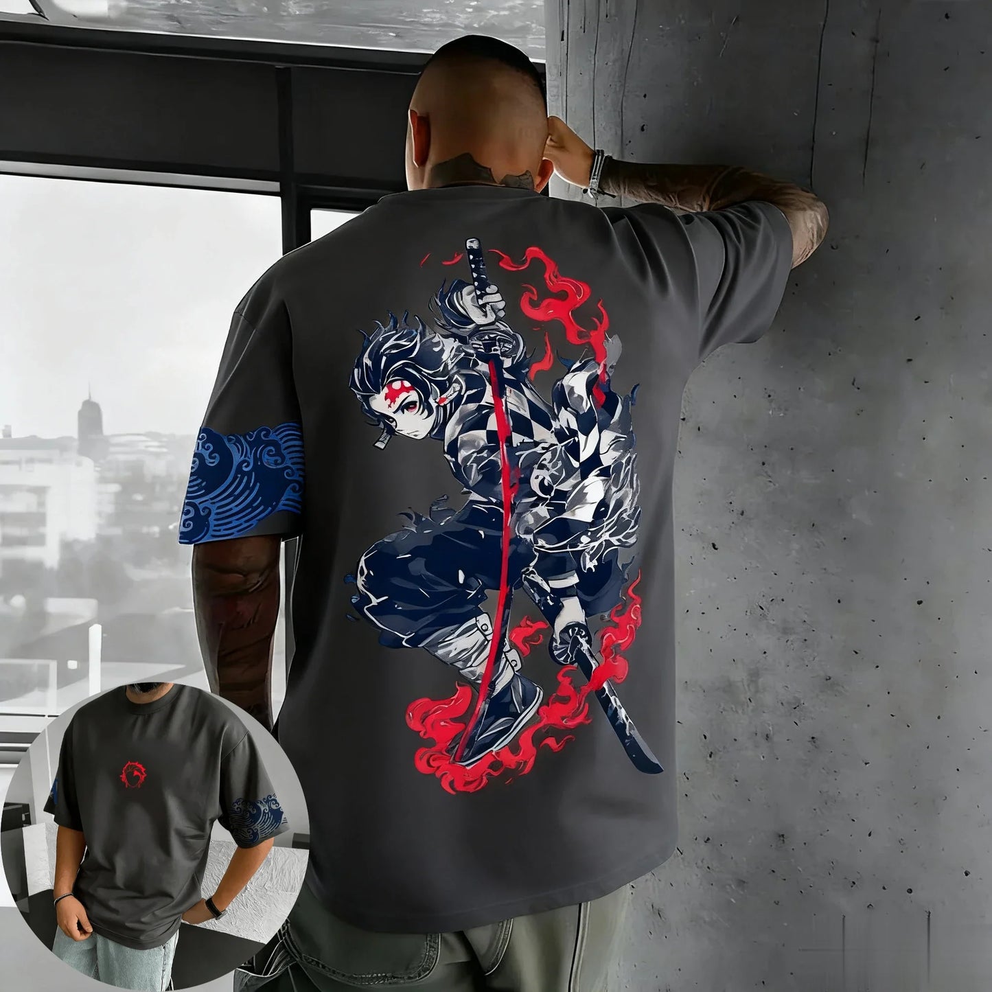 Camiseta Demon Slayer Anime Manga Curta Masculina Feminina Algodão Streetwear Casual Tops Verão Oversized Fashion Y2k Unissex