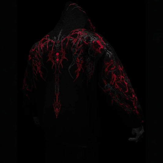 American Style Men's Hooded Sweatshirt Trendy Brand Dark Style Sports Fitness High Street Autumn Winter Men's Sweatshirt