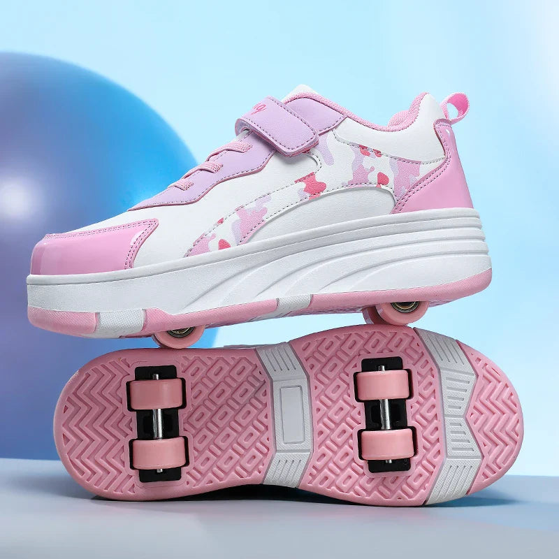New Roller Skates Sneakers for Children Sports Shoes for Boys Retractable Skates with Removable Sheels Unisex Casual Footwear
