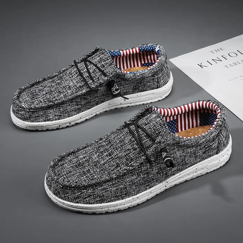 Men Shoes Casual Canvas Loafers Shoes Light Breathable Flats Leisure Male Vulcanized Shoes Walking Sneakers Plus Size 39-46